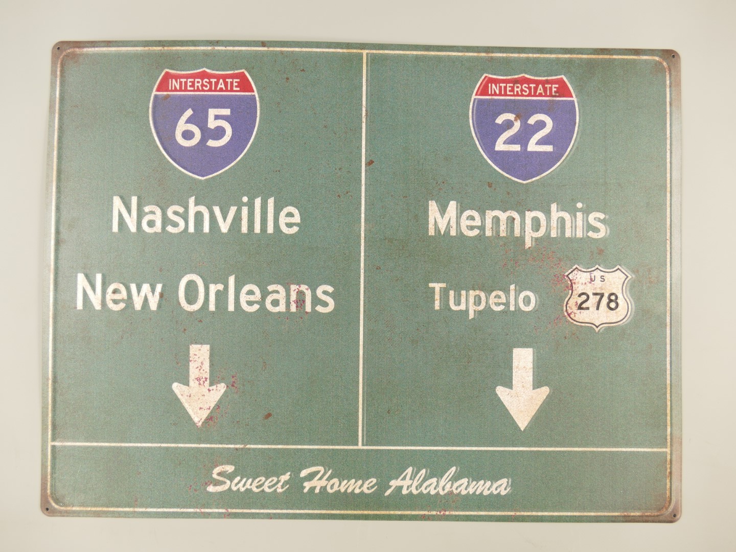 Strassenschild Nashville New Orleans Memphis Tupelo 58x43cm Sweet Home Alabama
